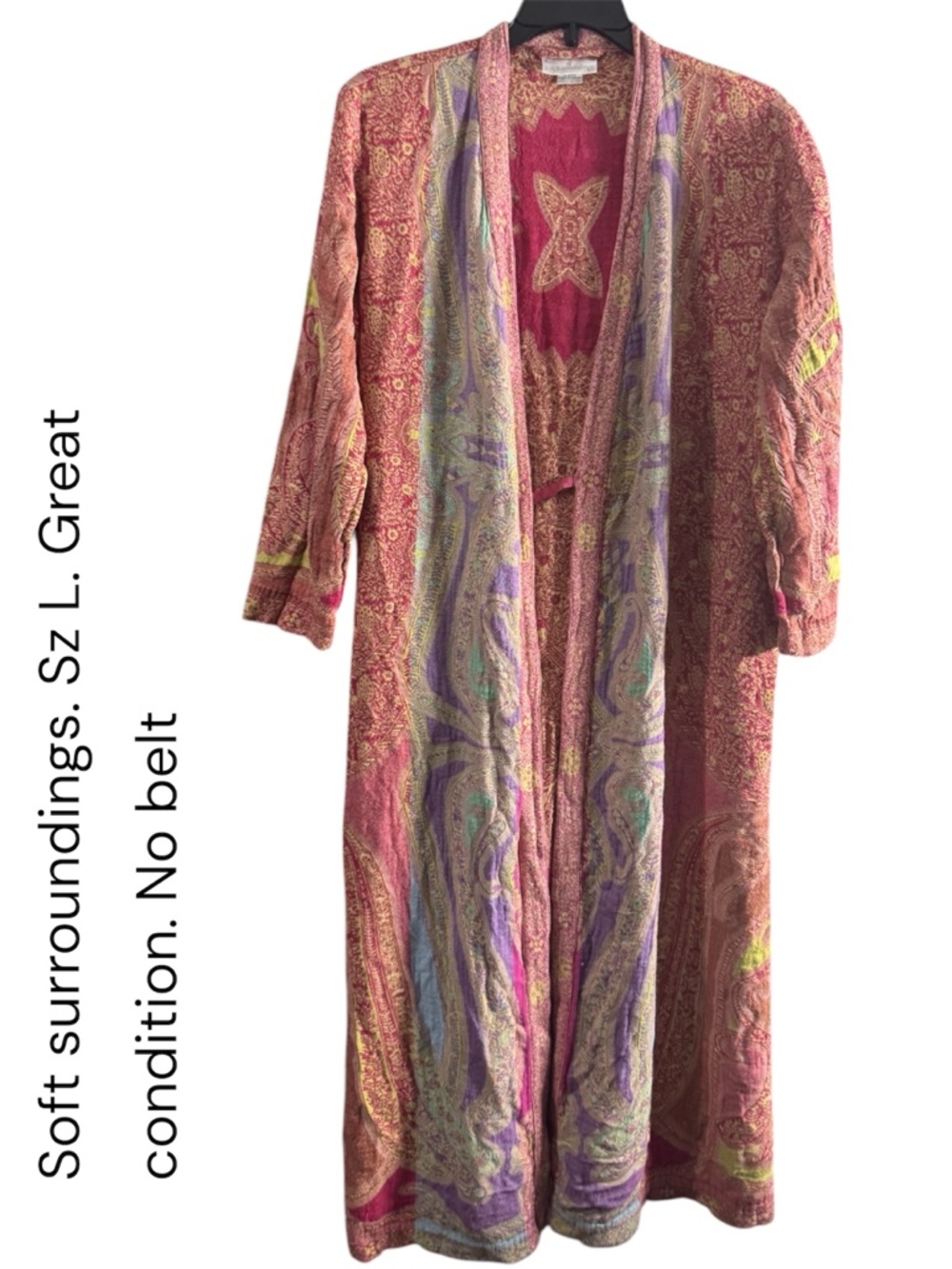 Soft Surroundings Multicolor Paisley Long Robe in Pink